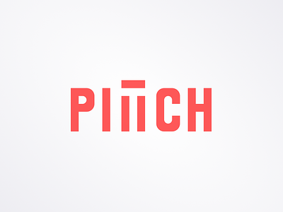 PITCH Logo electronics grey light music music label negative space red typography