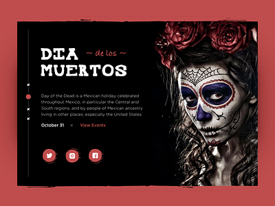 Day of The Dead UI black dia muertos face girl grunge mexican mexico painted red themed ui ux