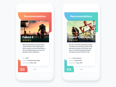 Games Recommendations cards fallout 4 games gaming gta material design ui ux