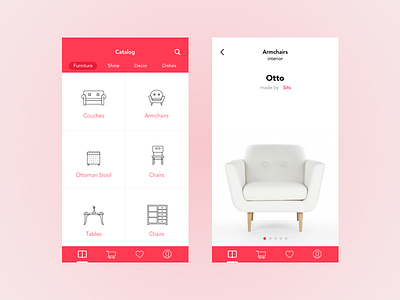 Furniture App app armchair catalog catalogue chair furniture otto ottoman pink red shopping