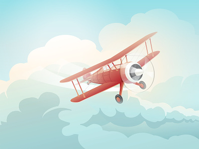 The Little Prince's Biplane clouds dreamy flight flying little prince love plane sunrise vector