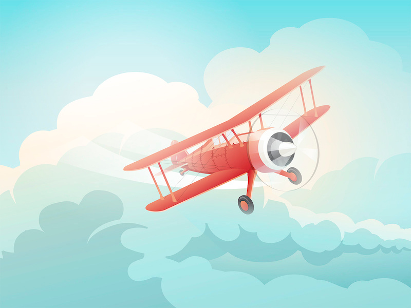 The Little Prince's Biplane flight flying sunrise dreamy little prince vector clouds love plane