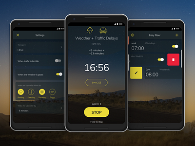 Easy Riser Android App alarm android app dark design material