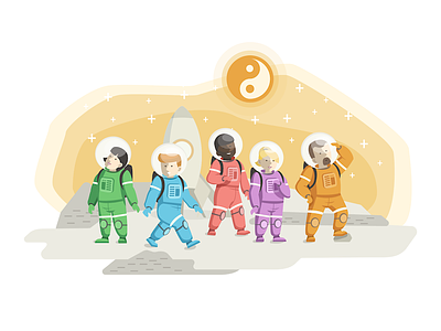 Karmabot Onboarding Welcome Screen crew illustration mars nice onboarding space spaceship welcome