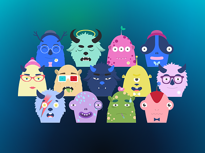 Monsters For Sketch v1.7 blue build free kit monsters promo sketch template ui