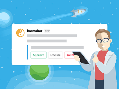 Karmabot Slack Store crew illustration mars nice onboarding space spaceship welcome