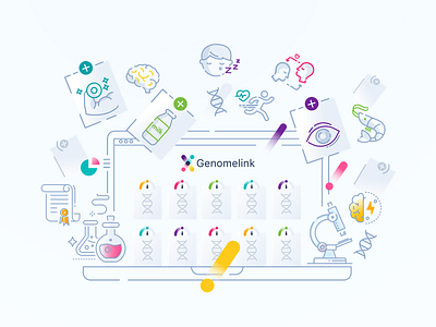 Genomelink Illustration art dna genome icons illustration lab line science traits