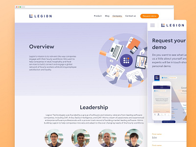 Legion Website blue design illustrations labor labour machinelearning optimisation orange webdesign