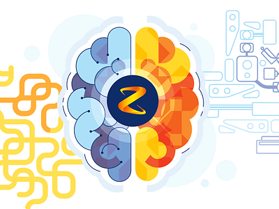 Z Energy Electric Car Sticker android blue brain design hemisphere icons illustration logo new zealand nz orange robot robotic sketch space typography ui ux z z energy