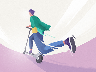 🛴 Scootering to work city electric illustration pov riding scooter scootering stylized urban
