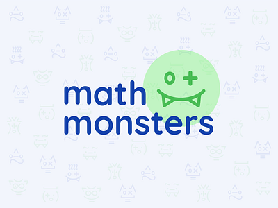 Math Monsters Kids Game Animated Logo animation blue design game icons illustration kids logo math monster multiplication plus signs sketch ui vector webdsite