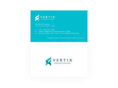 Vertix brand branding business cards logo steel