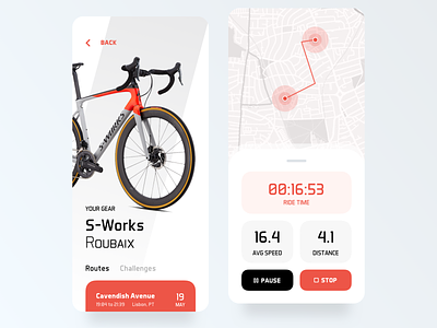 Bike App app bike bike ride fitness minimal mobile ride speed speedometer sport timer ui ui ux