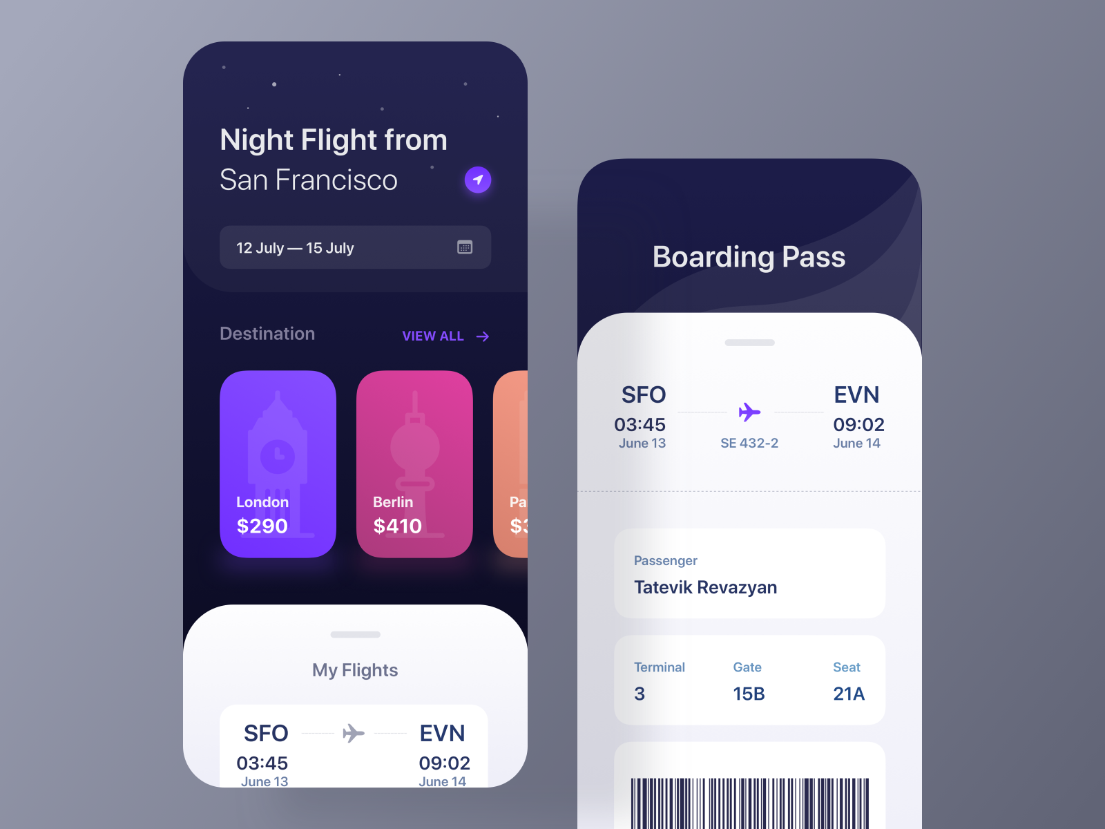 Flight booking app Design. Flight app.