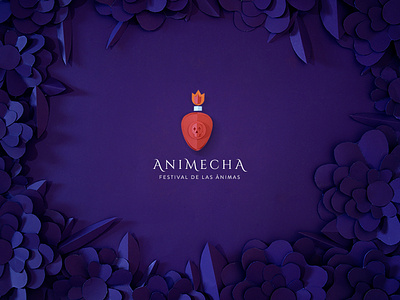 ANIMECHA 01 art direction brand culture festival fire flower graphic design guanajuato heart logo mexico purple tradition