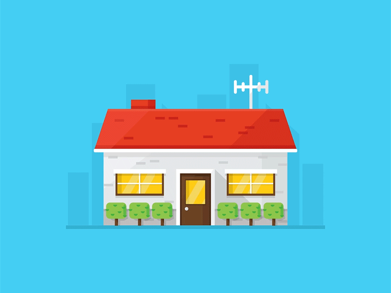 Terrace animation brick building house illustration terrace vector windows