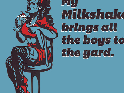 Milkshake Bar Pin Up barstool cherry fishnets girl illustration milkshake pin up pinup retro tshirt