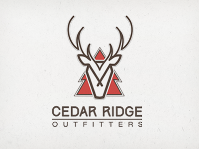 Cedar Ridge Outfitters antlers cedar deer hunting line logo mark outfitters