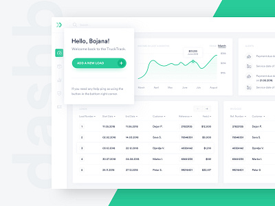 Truck Tracking — Dashboard app clean elegant green simple track truck ui ux web