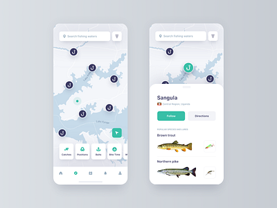 Social Fishing App 🎣 app clean concept design digital flat github green ios product ui ux