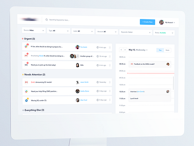 N - Command Center 📮 app calendar design flat inbox list slack ui ux