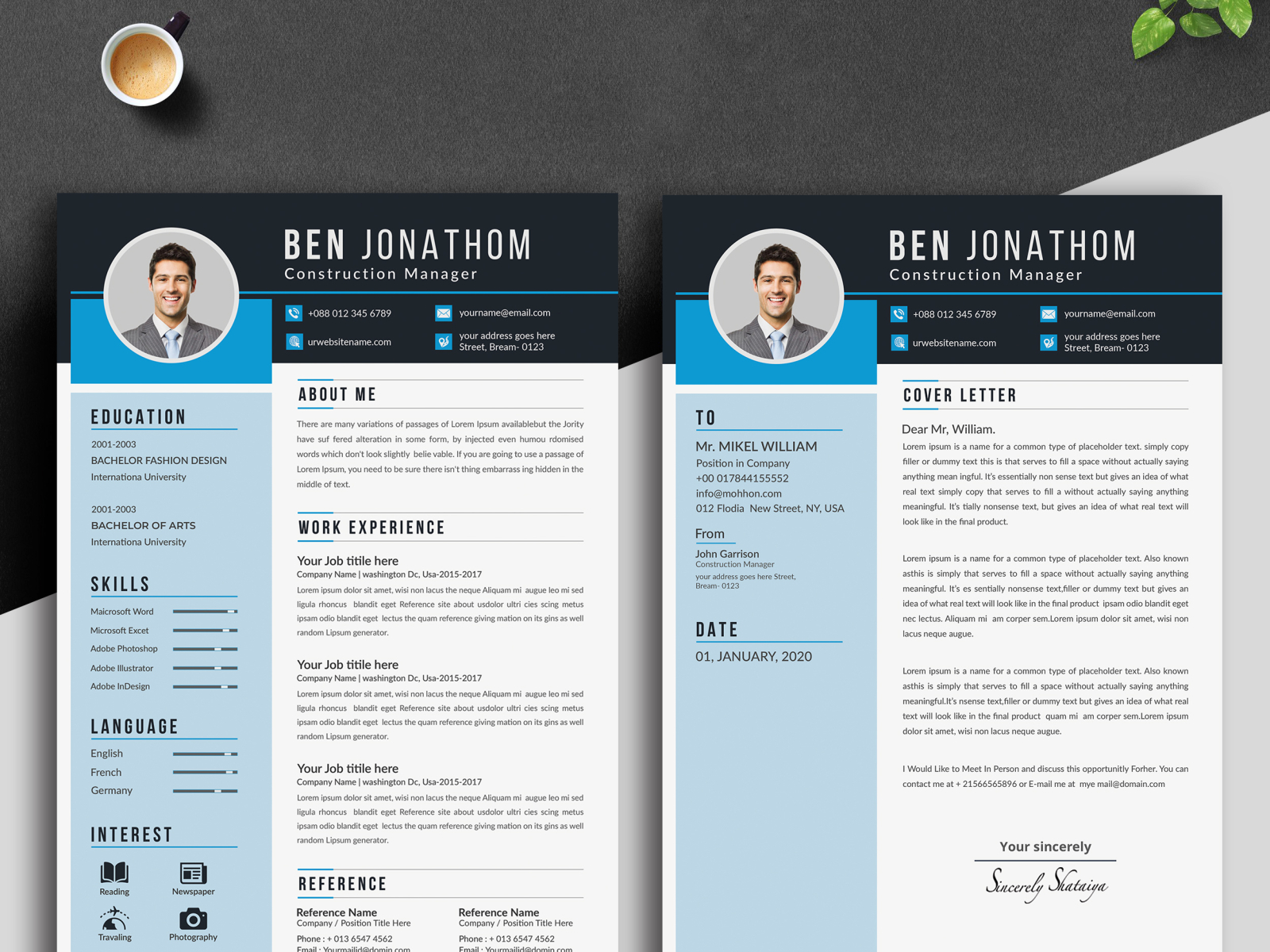 Resume Design Template by Amir Hossain on Dribbble