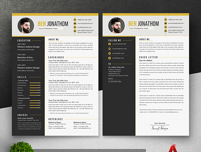 Resume template 2 page resume a4 bundle classic resume clean cv clean resume cover letter education job application job resume minimalist resume modern objective resume resume download resume layout resume template simple student template