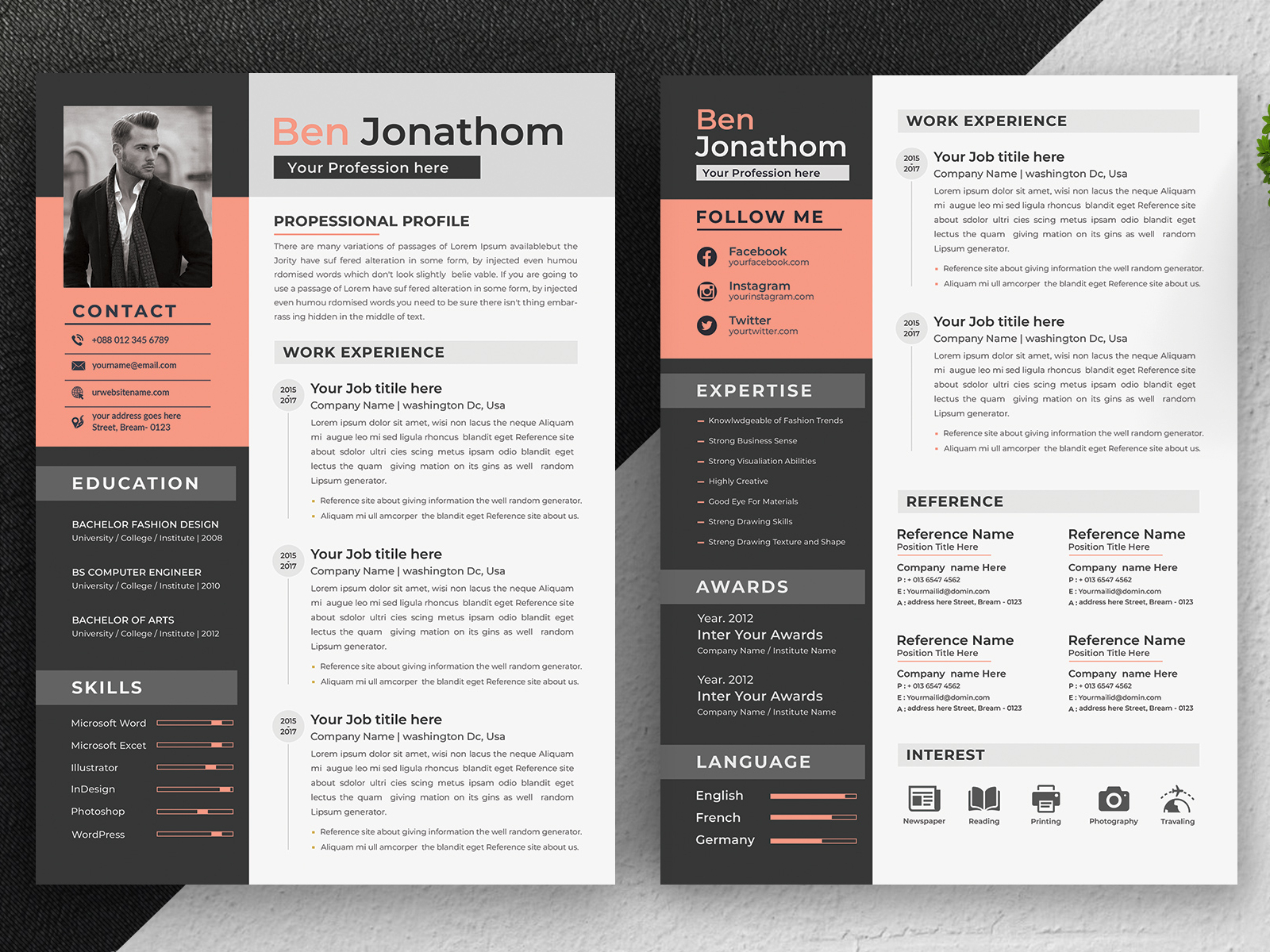 Resume template by Amir Hossain on Dribbble