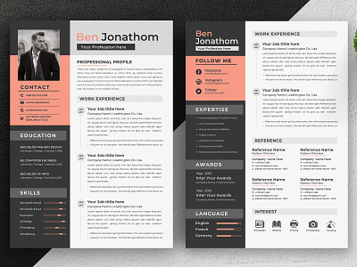 Resume template 2 page resume a4 bundle classic resume clean cv clean resume cover letter education job application job resume minimalist resume modern objective resume resume download resume layout resume template simple student template