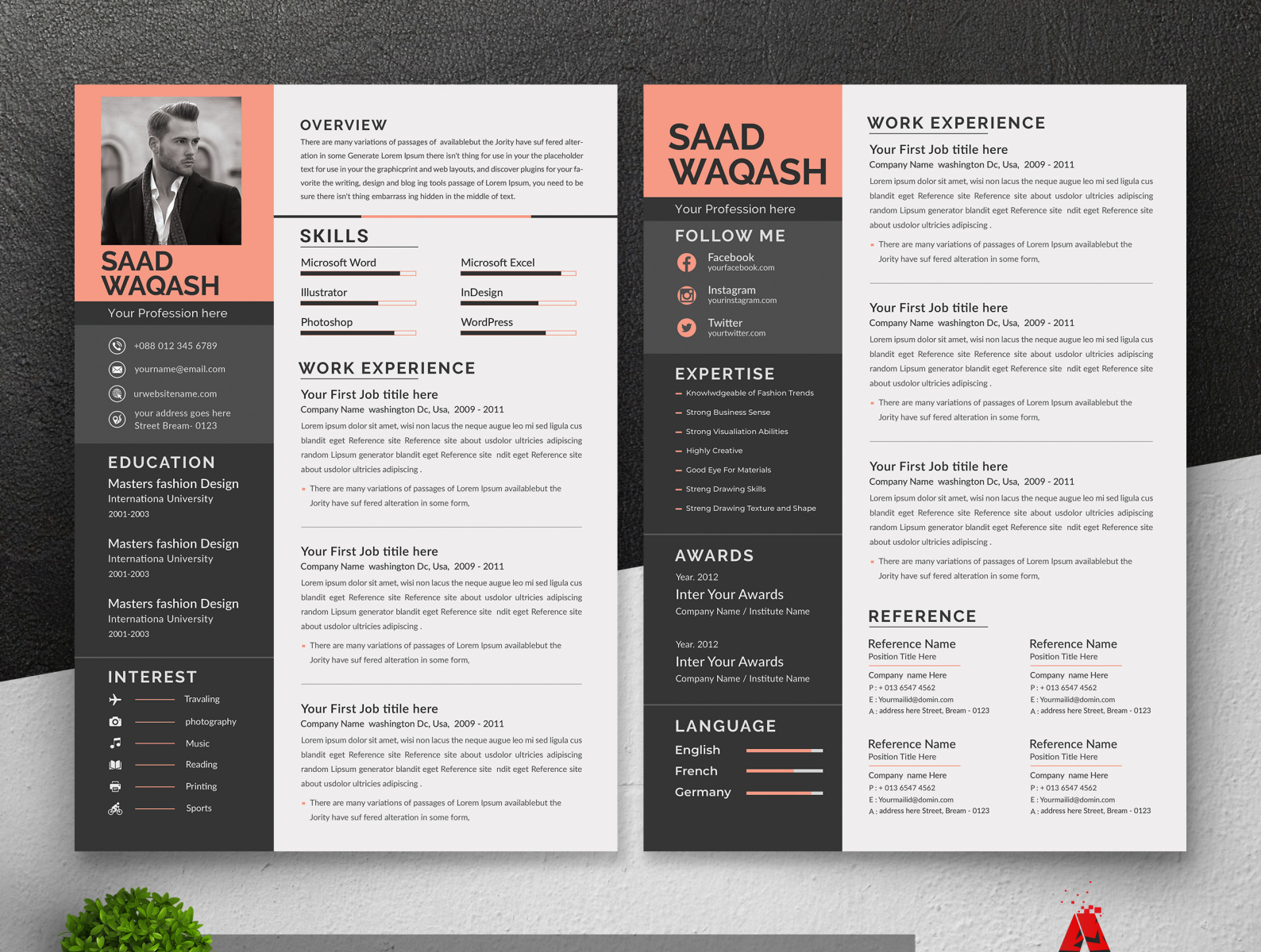 Resume template by Amir Hossain on Dribbble