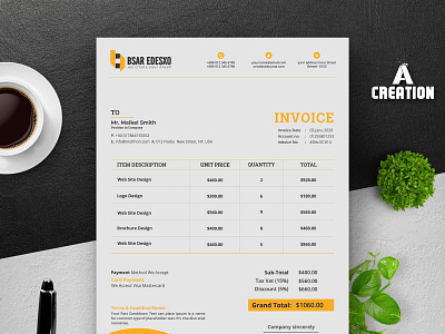 Invoice template black blue clean creative customizable excel excel invoice grey html html invoice icons indesign indesign invoice invoice invoice template money multi colour orange photoshop print ready