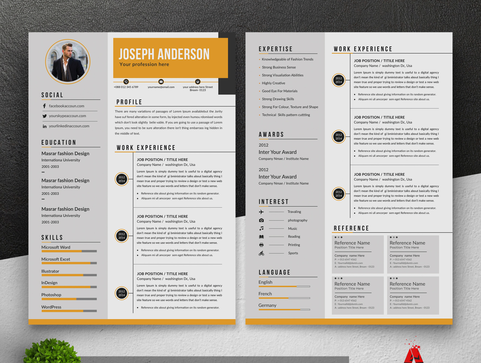 Resume template by Amir Hossain on Dribbble