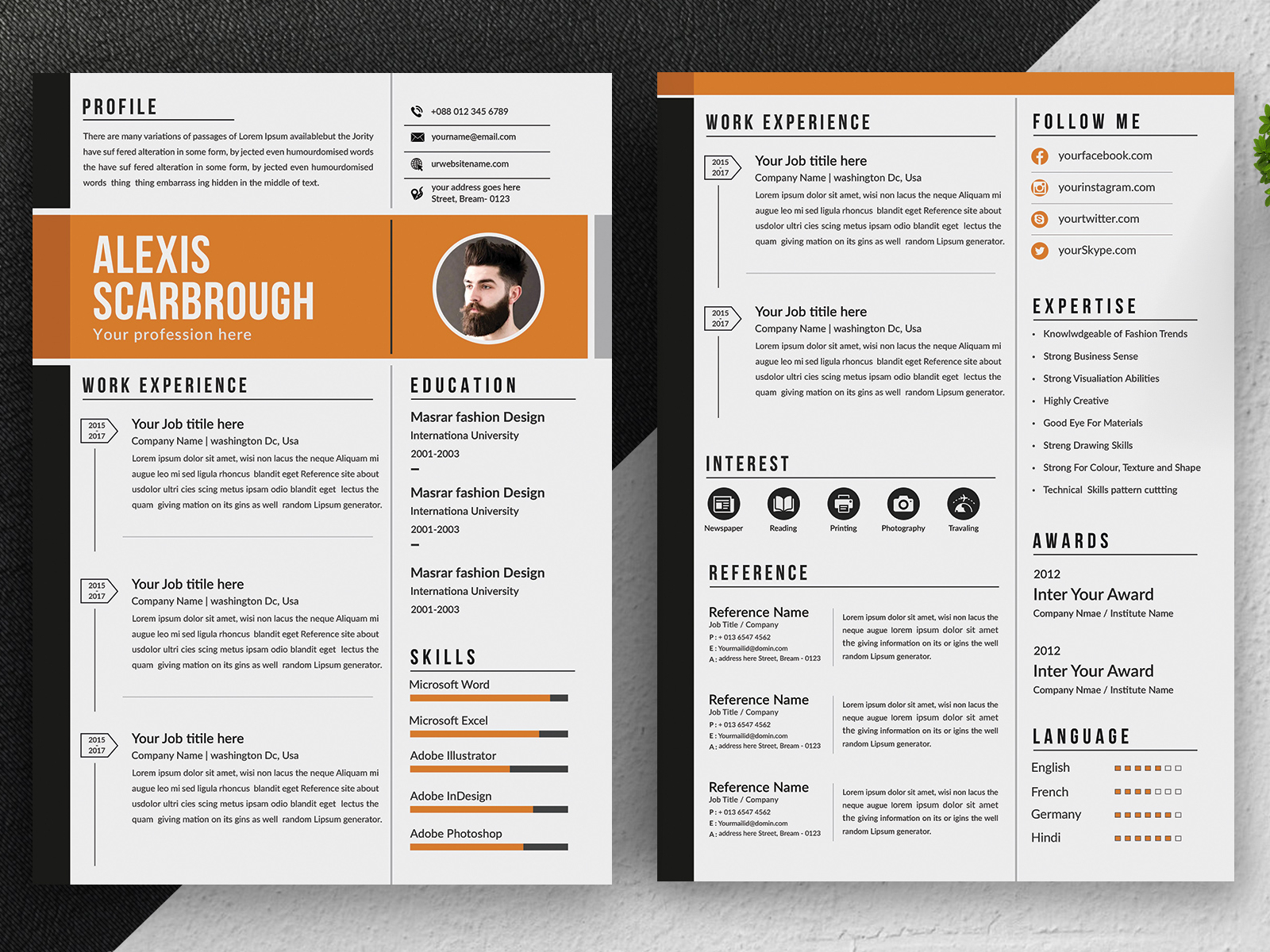 Resume template by Amir Hossain on Dribbble