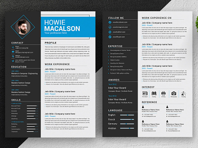 Resume template 2 page resume a4 bundle classic resume clean cv clean resume cover letter education job application job resume minimalist resume modern objective resume resume download resume layout resume template simple student template