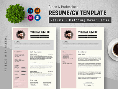 Resume template bundle classic resume clean cv clean resume cover letter job resume minimalist resume resume resume download resume template