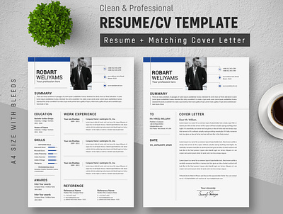 Resume bundle classic resume clean cv clean resume design illustration job resume minimalist resume resume download