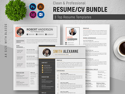 Resume Bundle bundle classic resume clean cv clean resume design illustration job resume minimalist resume resume download