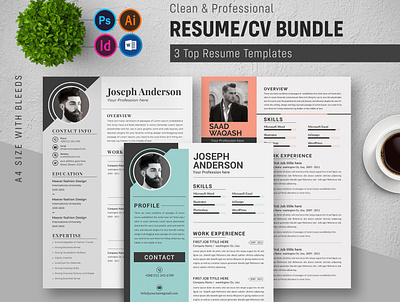 Resume Bundle bundle classic resume clean cv clean resume design graphic design illustration job resume minimalist resume resume download