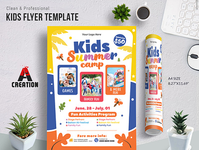 Kids Summer Camp Flyer kindergarten