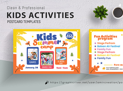 Kids Summer Camp Postcard kid