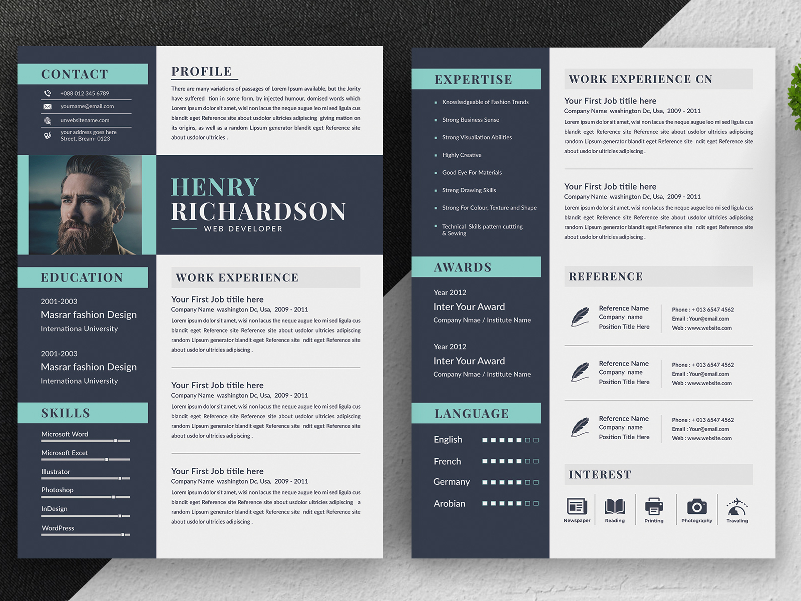 Resume template by Amir Hossain on Dribbble