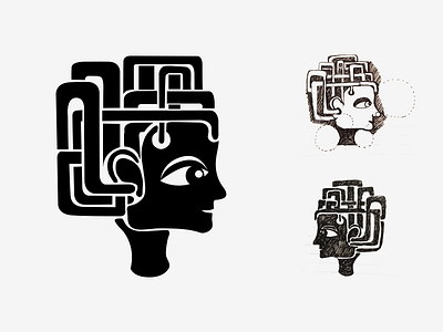 Machinehead deep head icon illustration machine purple sketch thinking