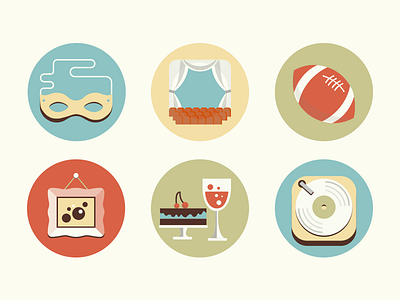 Fun Icons app culture drinks flat food icon mask music sport theater