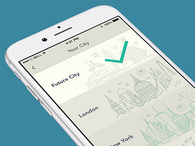 Your City app city design interface ios iphone6 selector yplan