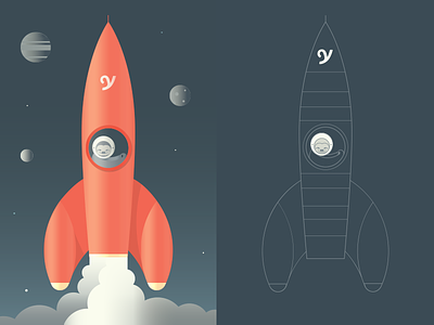 Rocketship app design illustration rocketship sloth space startup yplan