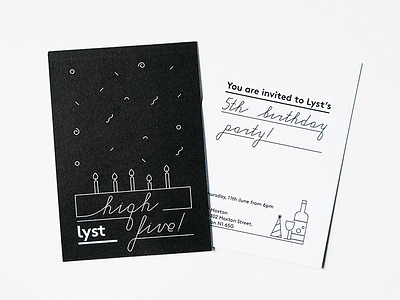 High Five Lyst! birthday card design graphic invite logo lyst stamp tote