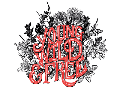 Young Wild & Free illustration lettering logo type typography