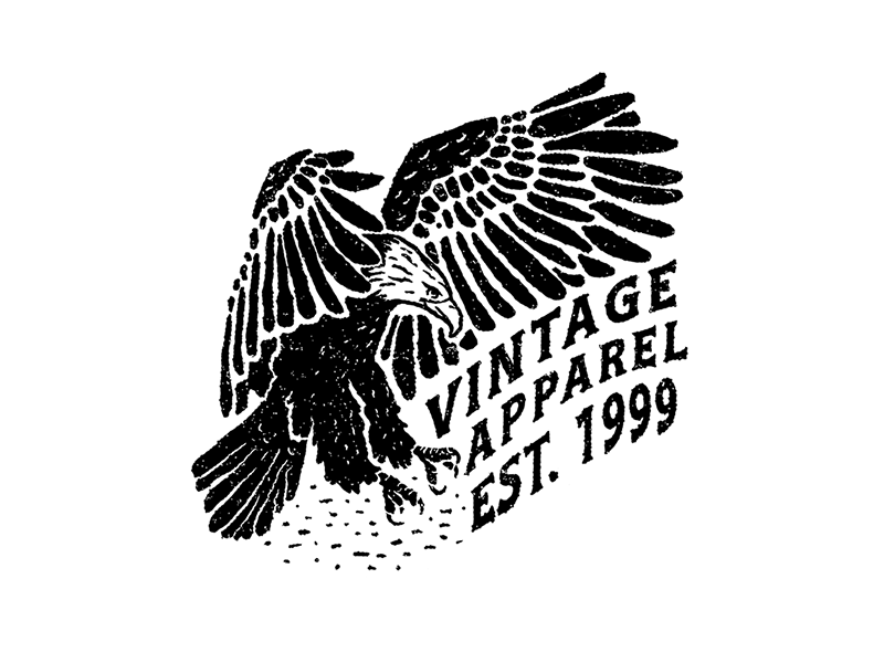 Eagle tshirt apparel grunge black and white lettering eagle illustration