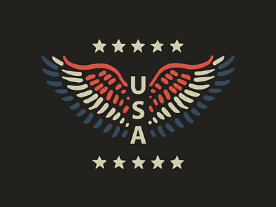 Land of the brave branding eagle letters logo stars usa