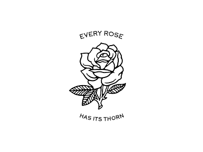 Every Rose apparel black and white illustration lettering logo rose tshirt